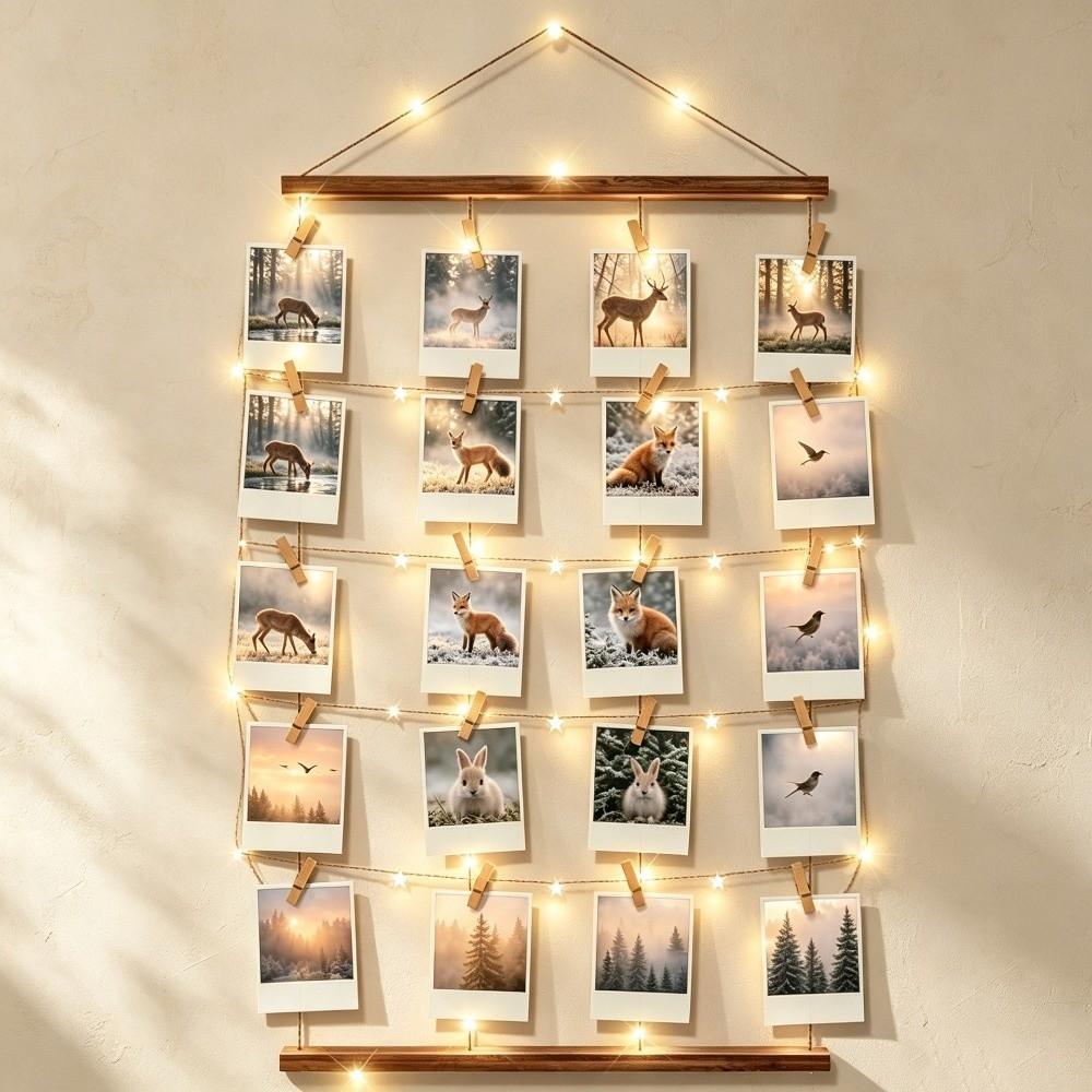 Включает зажимы для подвешивания фотодисплея, ручной работы, DIY, деревянные подвесные фотозажимы, минималистичная декоративная настенная рамка