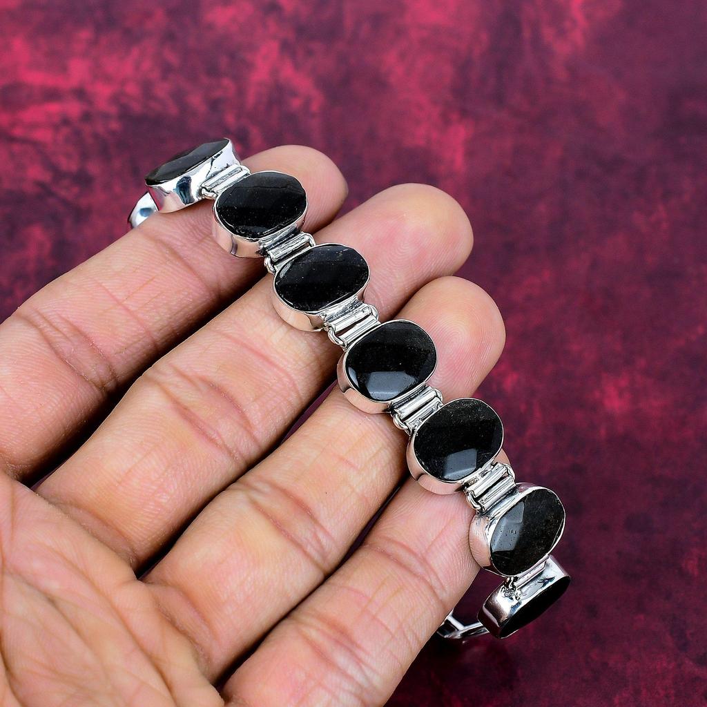 Silver Sheen Obsidian Bracelet Handmade Gemstone Jewelry, 925 Solid Sterling Silver Bracelet Unique Design Jewelry, For Women