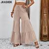 Women's Fashion Casual Solid Color Print High Waist Trousers Pants & Capris