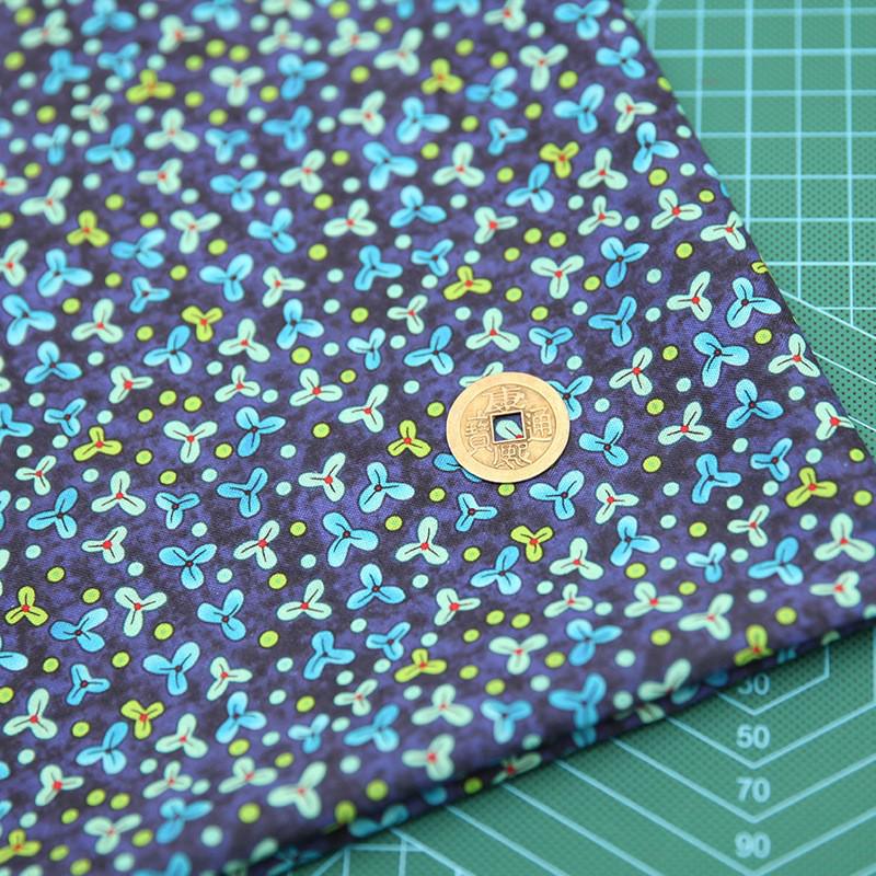 Простая синяя хлопковая и льняная ткань для вышивки своими руками и ручного пэчворка