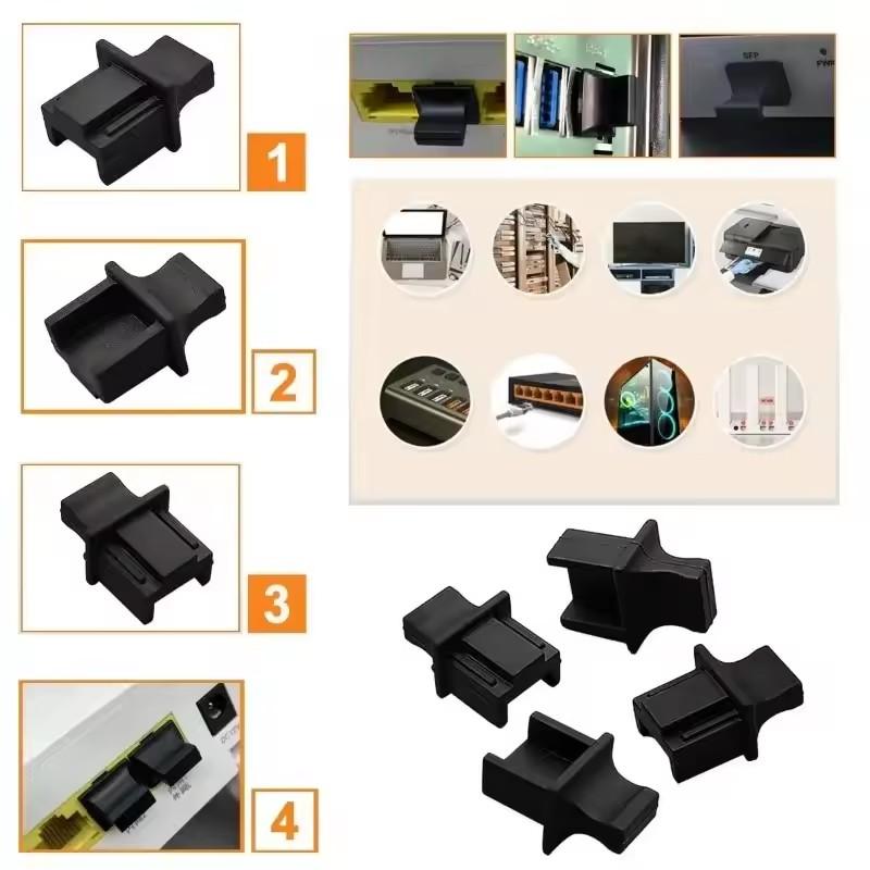 RJ45 Dust Covers Caps Silicone Dustplugs Ethernet LAN Port Protectors for Network Swticher Router Hub Computer Anti-dust Plug