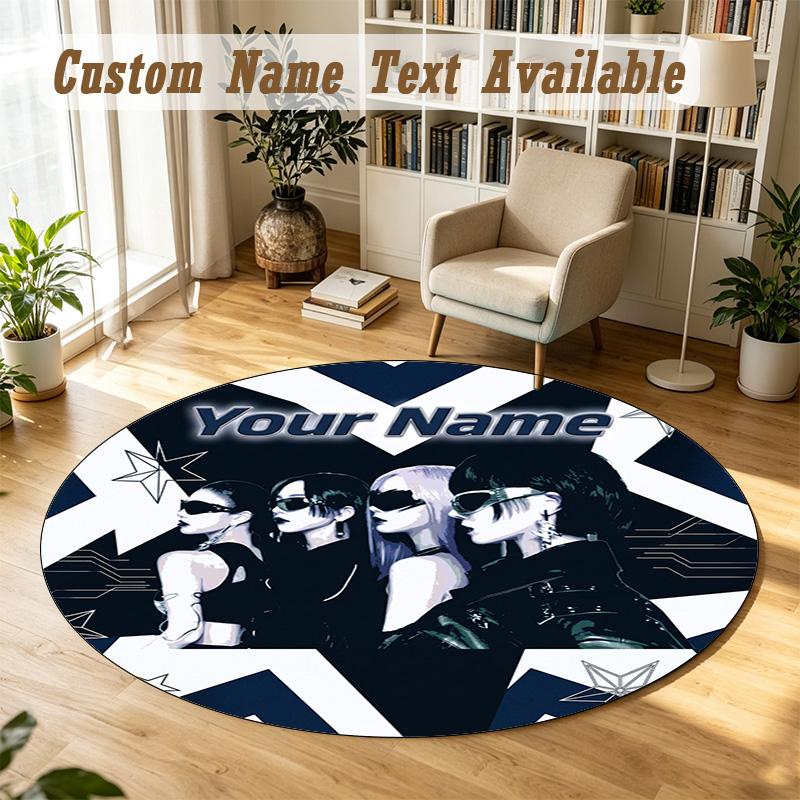 Round Rug Custom Nameaespa Pattern Non Slip Carpet Home Floor Decor