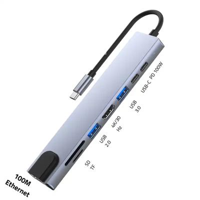 8-портовый USB 3.0 хаб с Ethernet для Macbook, 4K HDTV, передача данных, адаптер для SD/TF карт, 8-в-1, конвертер Type C для пользователей ноутбуков