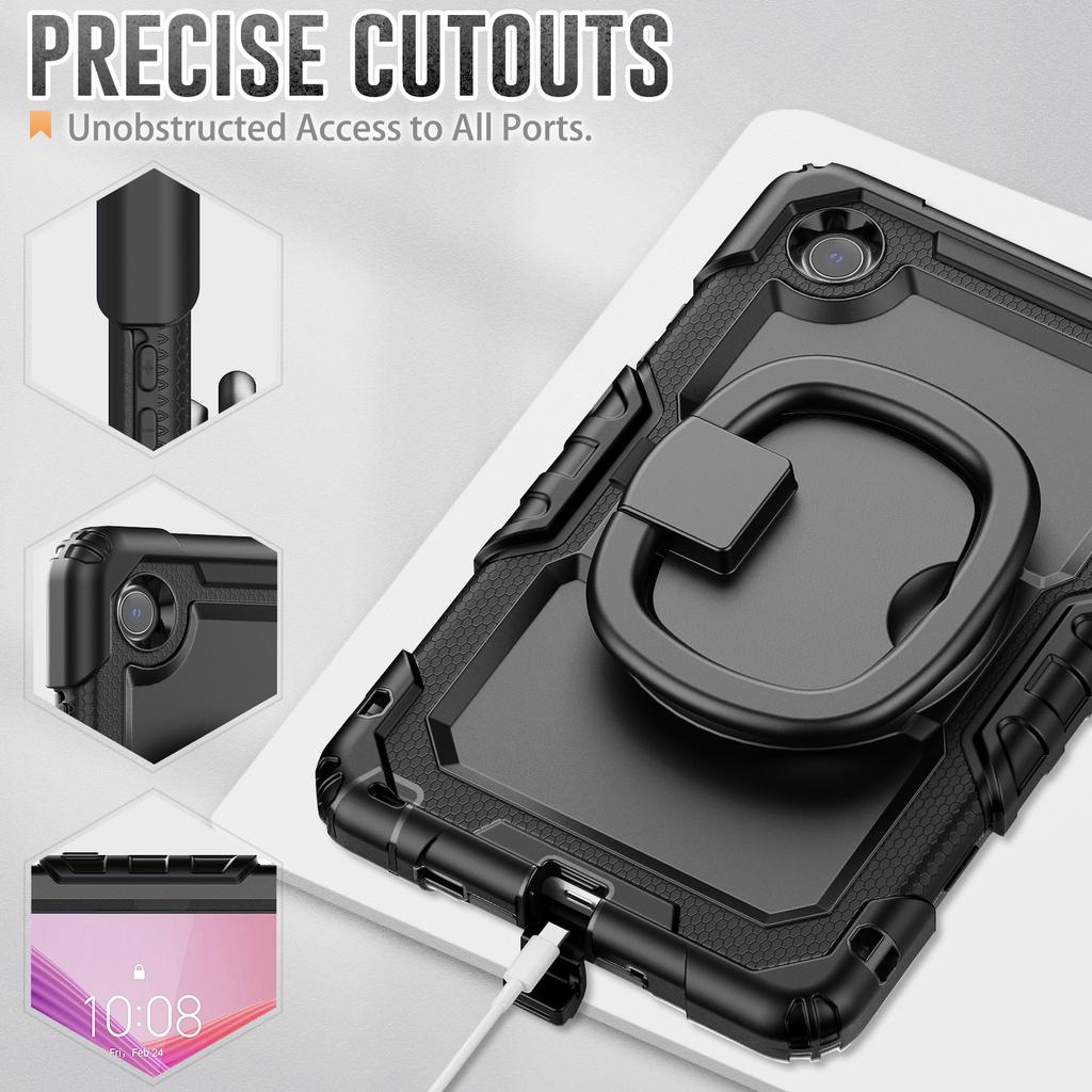 For Lenovo Tab K9 TB305FU Case Ring Kickstand PC+Silicone Shockproof Tablet Cover