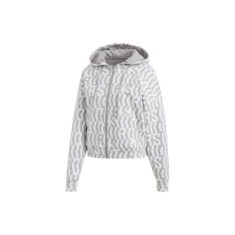 adidas Куртка с капюшоном и принтом по всей длине, женская верхняя одежда, серая FL4225