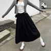Женская юбка свободного кроя с высокой талией для весны/осени: Стройнящий, Плиссированный, Однотонный, Эластичный Пояс, А-силуэт, Средняя Длина