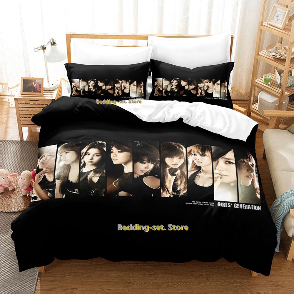 Kpop Young Girls Generation Комплект постельного белья Односпальный Двуспальный Full Quen King-Sized Размеры Размеры Комплект постельного белья Взрослые Дети Спальня Трехкомпонентные комплекты