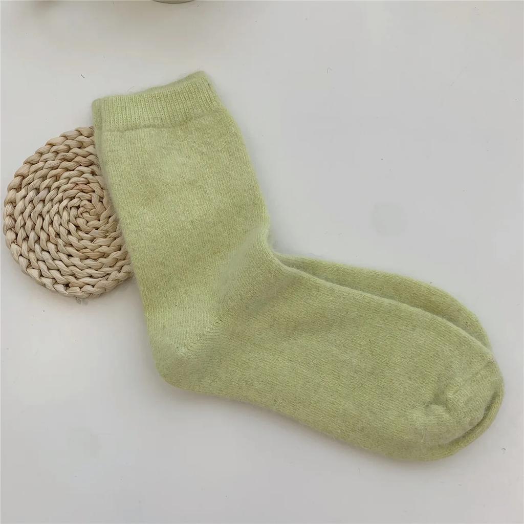 Зимние Утепленные Теплые Длинные Носки Кроличий Пух Женские Носки Однотонные Термальные Кашемировые Харадзюку Носки До Колена Новинки Моды Японский Каваий