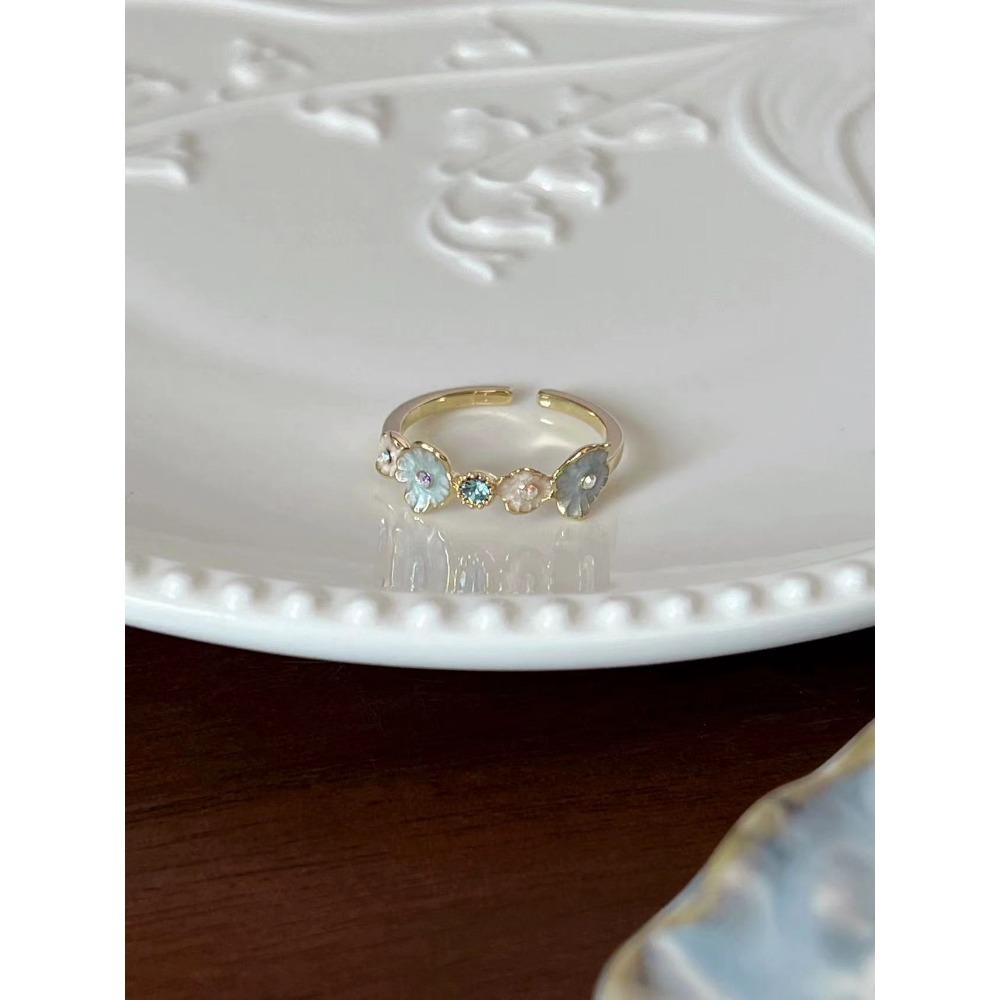 Французское ретро синее кольцо-бабочка, чувство дизайна, темперамент, личность, простое, холодное чувство, универсальное кольцо