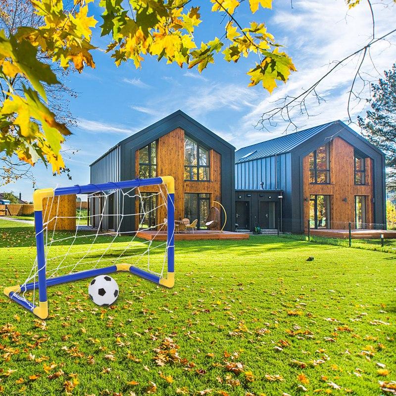 Крытый мини-складной футбольный мяч для ворот, набор сеток + насос, детский спорт, уличная домашняя игра, игрушка, подарок на день рождения, пластик