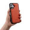MELKCO For iPhone 16 Plus Case Genuine Cow Leather Coated PC Phone Cover