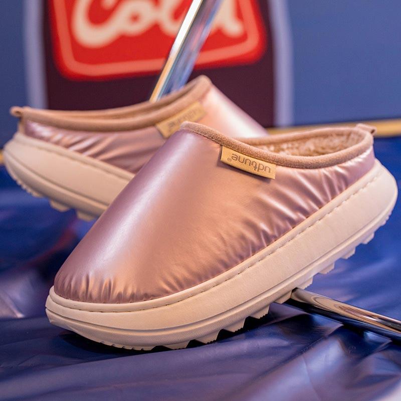 Модные теплые женские тапочки, домашние женские тапочки, плюшевые меховые зимние тапочки на платформе 4 см, унисекс, женские и мужские, водонепроницаемые