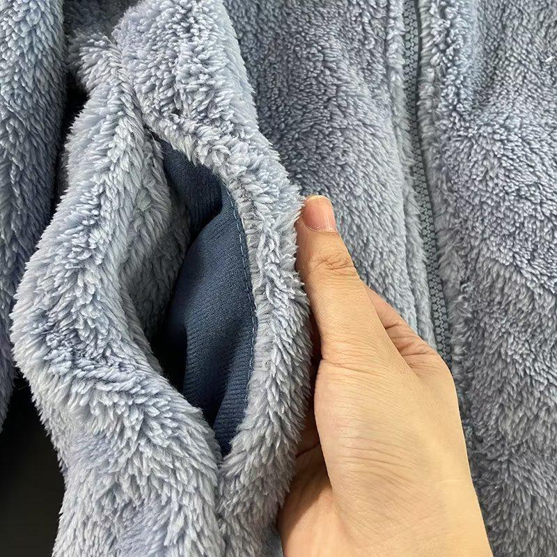 Женская двусторонняя ветровка-кардиган из кораллового флиса с воротником-стойкой на молнии для осени и зимы