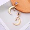 Fashion Sun Star Moon Drop Earrings Women Purple Cubic Zircon Dance Bohemia Handmade Crystal Moon Star Drop Dangle Earring