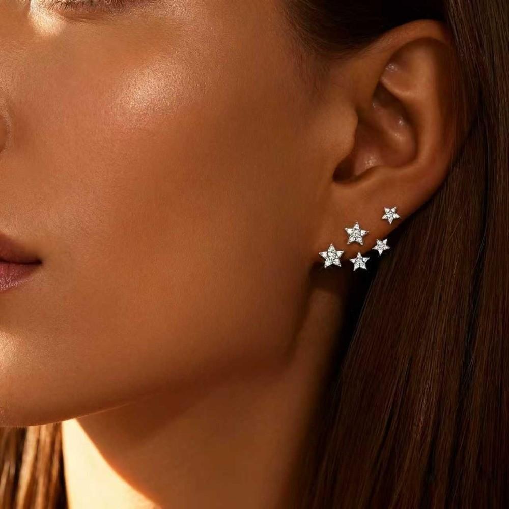 Elegant Sparkling Studs Light Luxury Zircon Earrings Women Star Crystal Earrings Gifts
