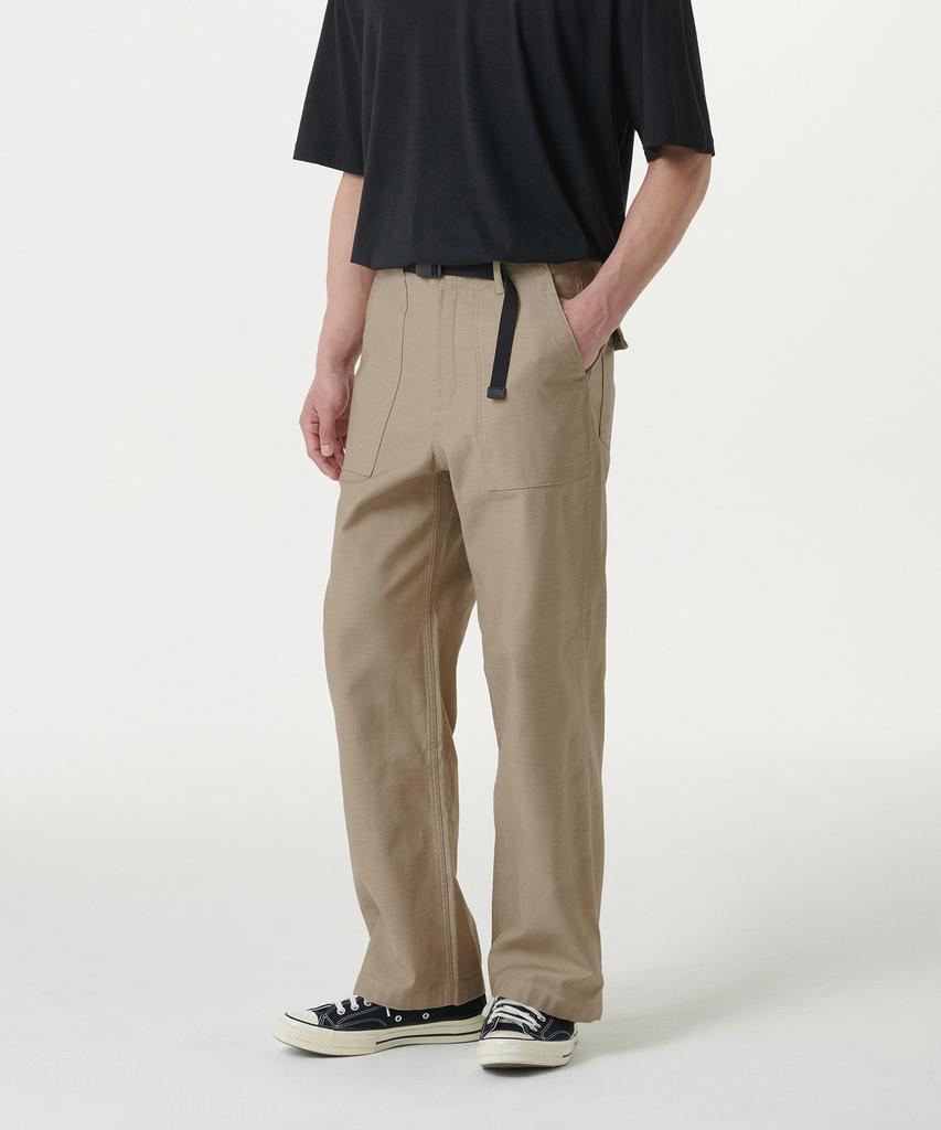 MUSINSA STANDARD Back Satin Wide Belted Fatigue Pants [Beige]