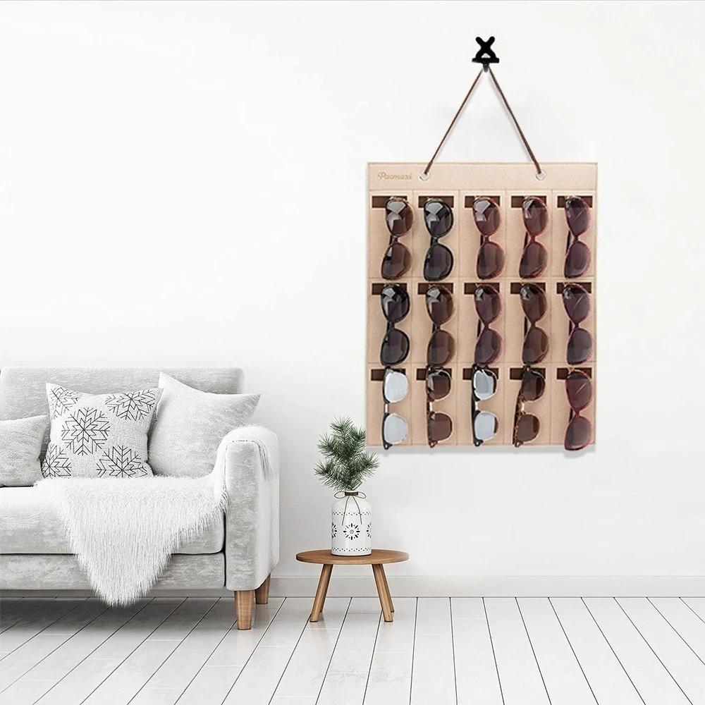 2Pcs Felt Eyeglasses Stand Holder Wall-Mounted Glasses Organizer Rack