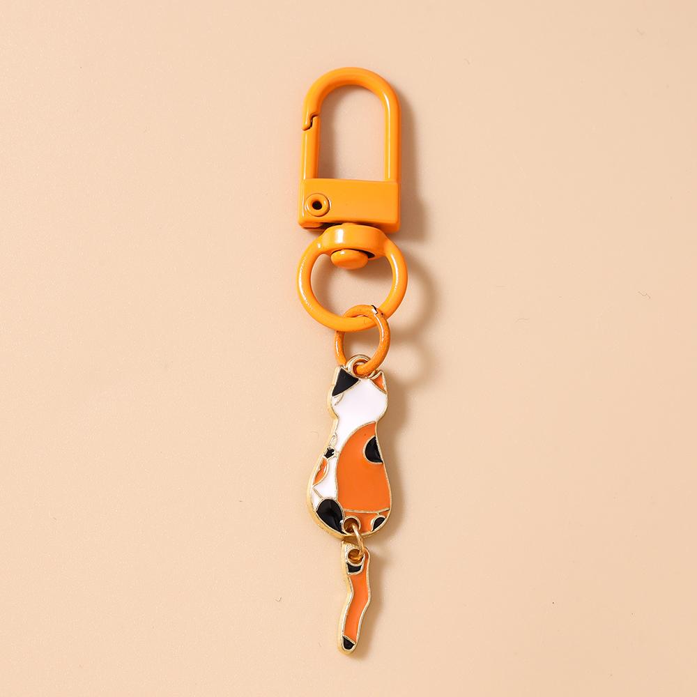 Lovely Enamel Cat Keychain Women Girls Animal Key Ring Pendant for Handbag Decor DIY Key Chain Jewelry Gift