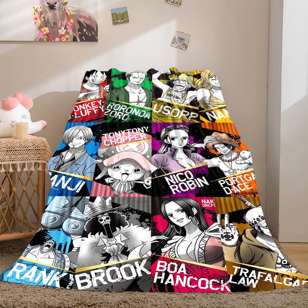 One Piece Anime Luxury Flannel Lightweight Blanket Home Decor Sofa Bed Travel Cover Family Gift LXR148