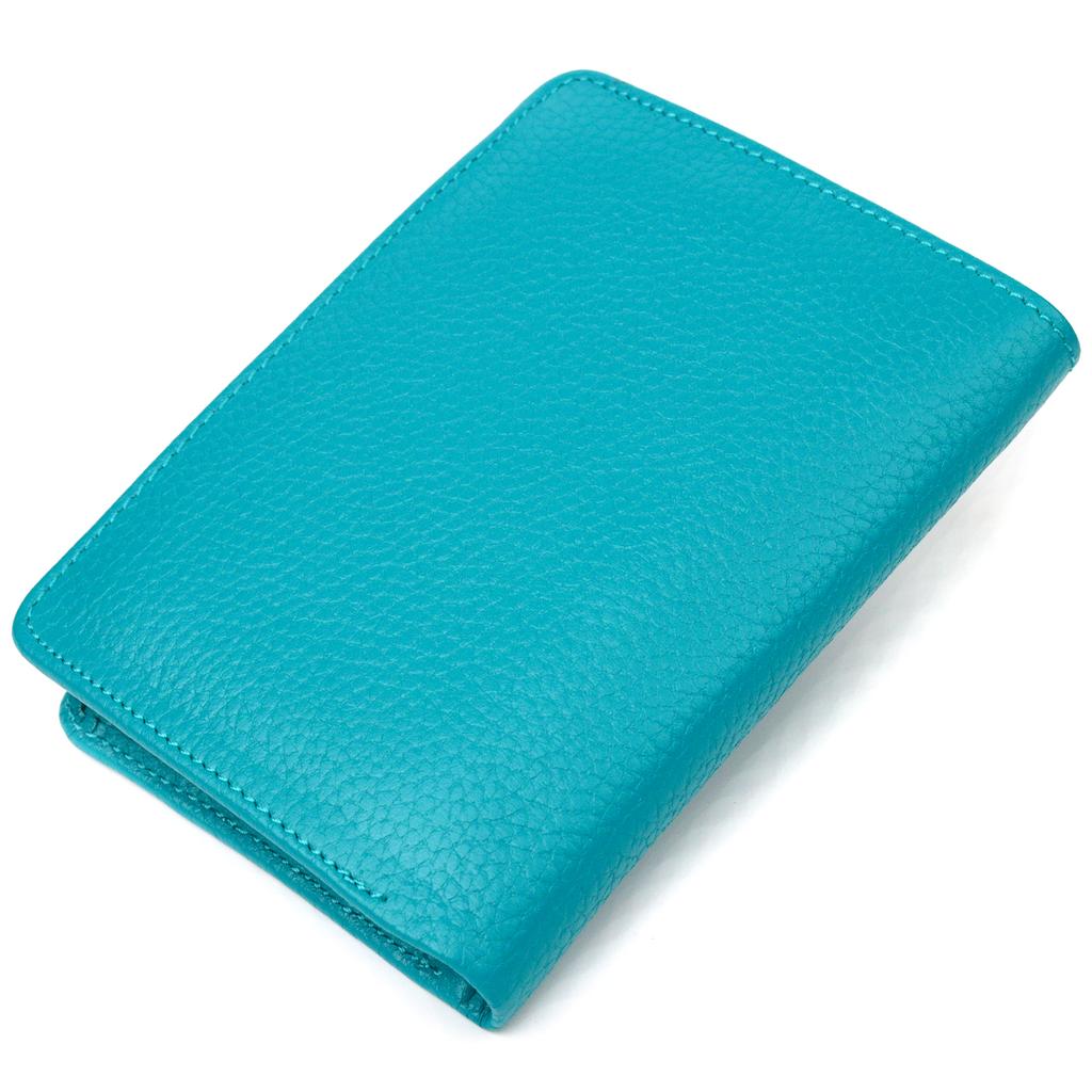 Яркий вертикальный женский кошек из натуральной кожи CANPELLINI Wallet 21678 Бирюзовый