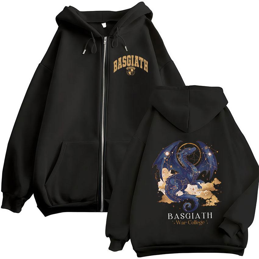 Basgiath War College Dragon Rider Fourth Wing Zipper Hoodie Men's Women Fleece Fashion Long Sleeve Oversized Jacket Sweatshirt