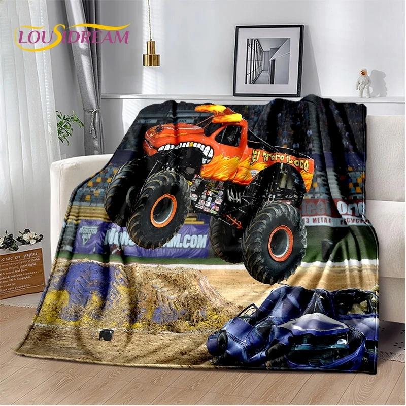Мягкое фланелевое одеяло Monster Truck 3D Monster Jam Cartoon для кровати, спальни, дивана, пикника, плед для отдыха на свежем воздухе, подарок