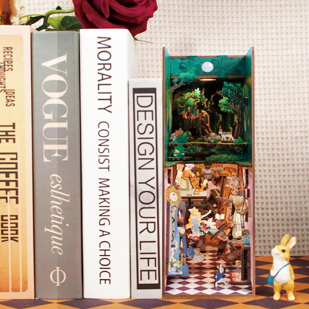 Tonecheer Книжная полка-домик 3D DIY Миниатюрный кукольный домик Деревянная книжная полка Популярный DIY-набор для начинающих и Подарок на день рождения в наборе, Пазл, Декор, Взрослые, (Алиса