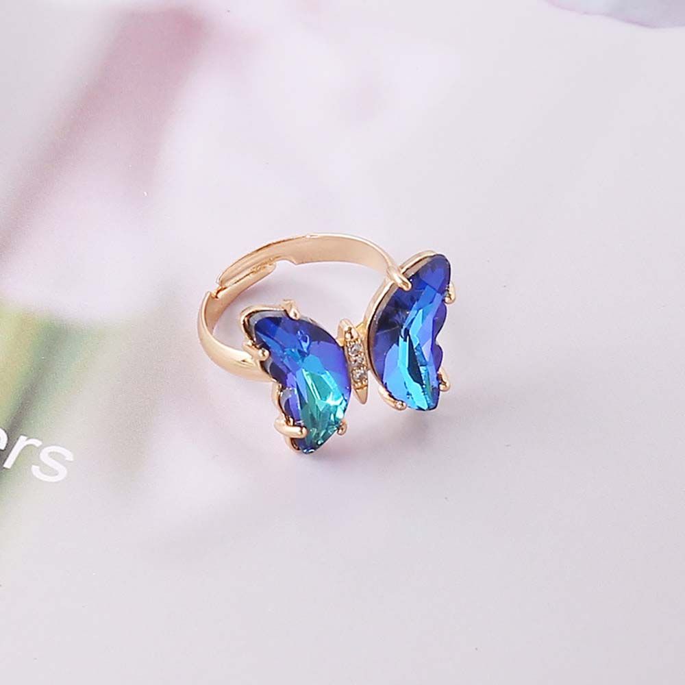 Personality Women Girls Korean Butterfly Open Ring Crystal Fashion Jewelry Finger Rings
