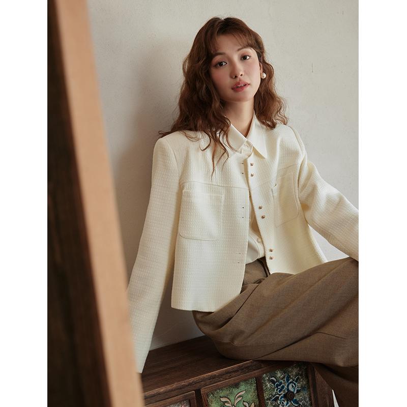 Mishow Куртки для женщин 2023, осенняя винтажная повседневная пригородная повседневная свободная женская одежда с круглым вырезом и длинными рукавами и карманами MXC44W0072