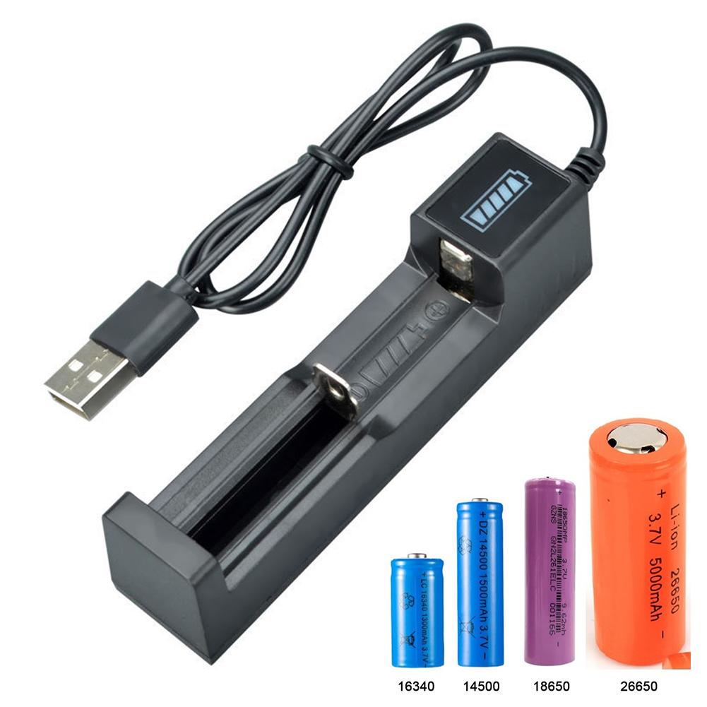 Универсальное USB-зарядное устройство для литиевых аккумуляторов, 1 слот, умная зарядка для перезаряжаемых батарей 18650 26650 14500 10440