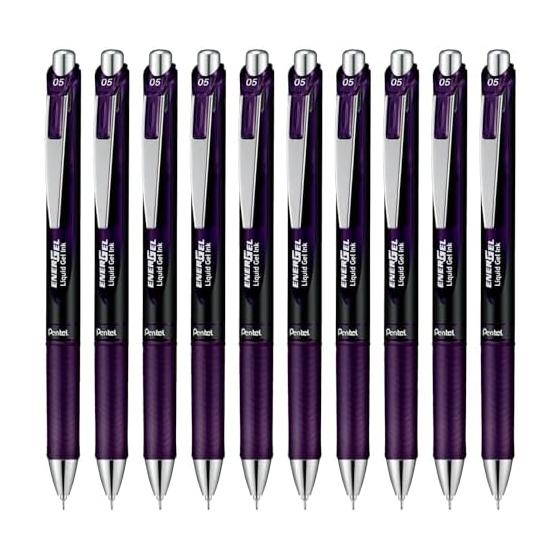 Выдвижная гелевая ручка Pentel EnerGel, 0,5 мм, бордово-черная, упаковка 10 шт.
