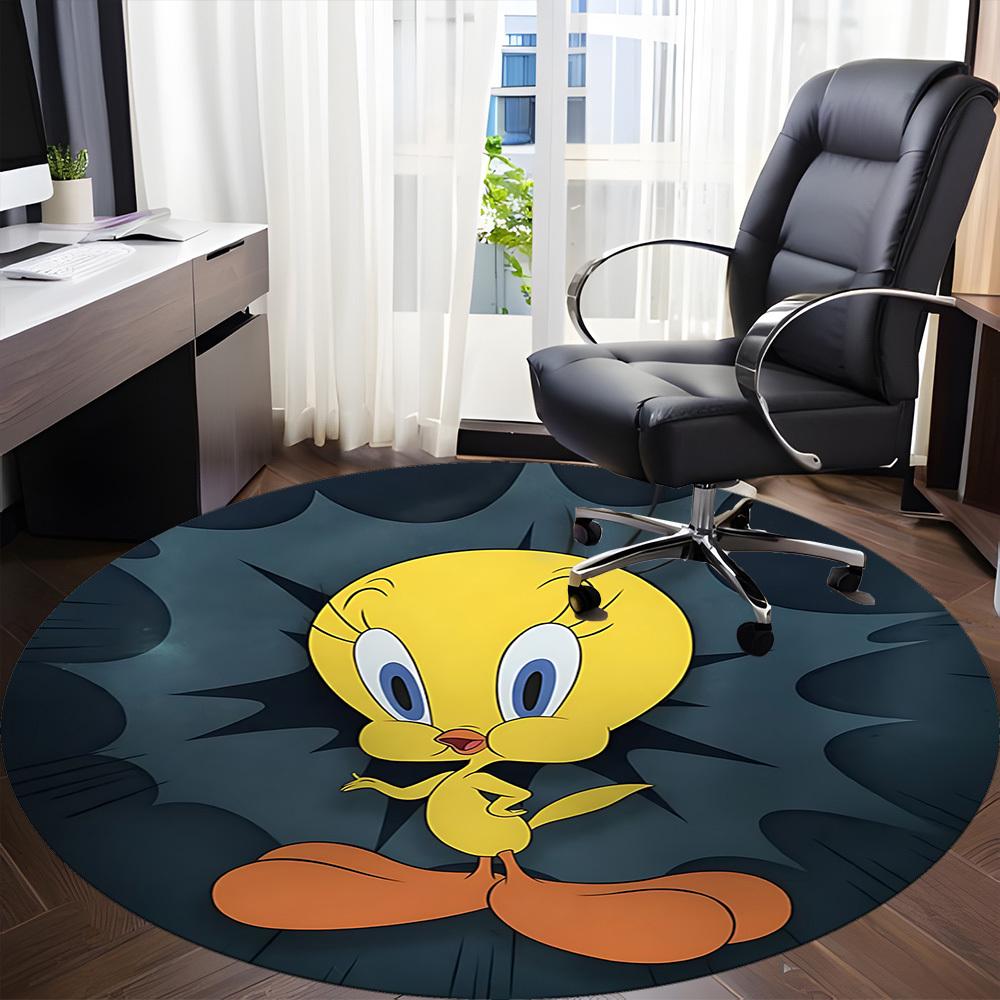 1PC Looney Tunes Tweety Office Round Area Rug, Indoor Mat Suitable For Office, Under Office Chairs Bedroom Living Room Home Decor, Room Deco110