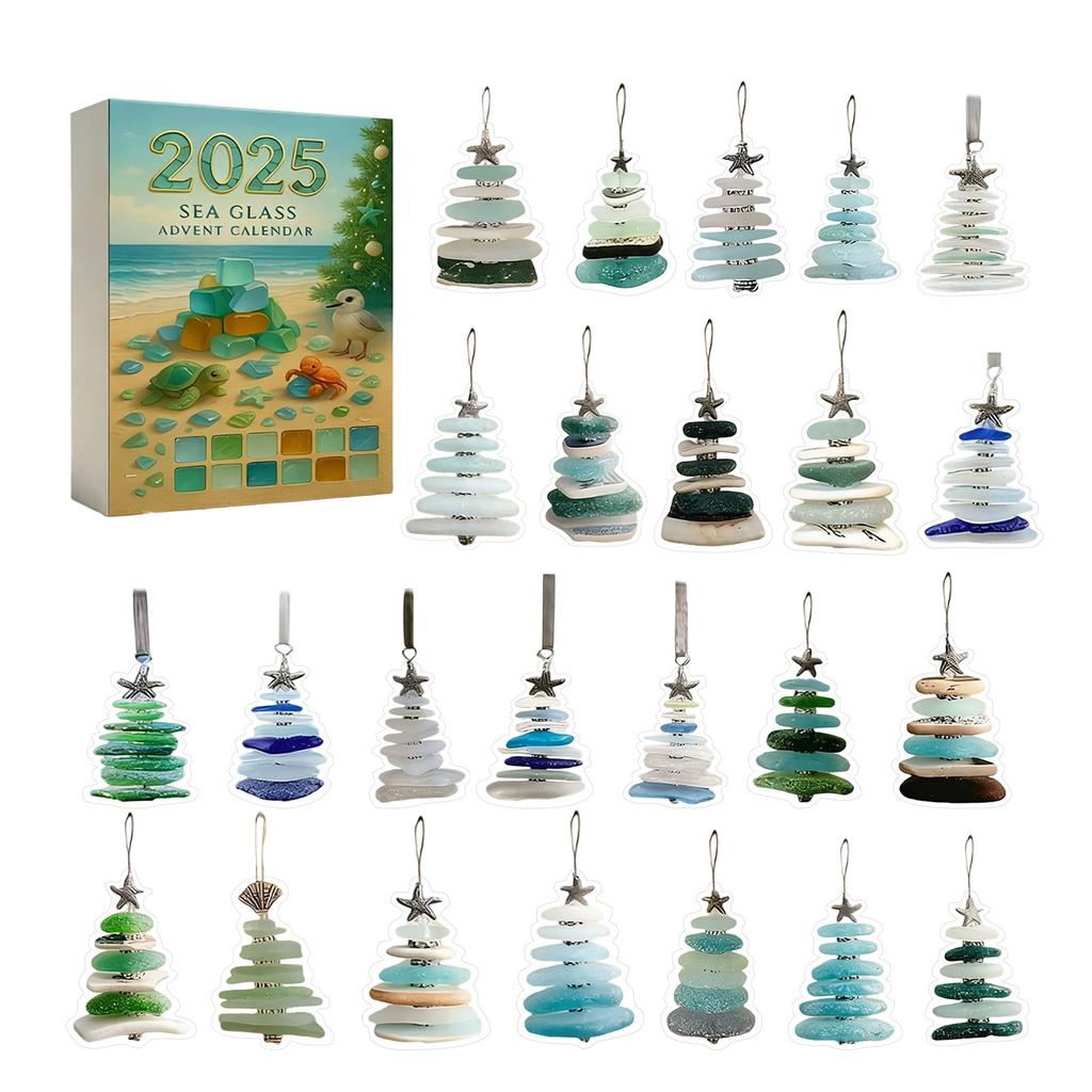 Sea Glass Christmas Tree Advent Calendar Sea Glass Art Christmas Tree Pendant Decoration Crafts Christmas Advent Calendars