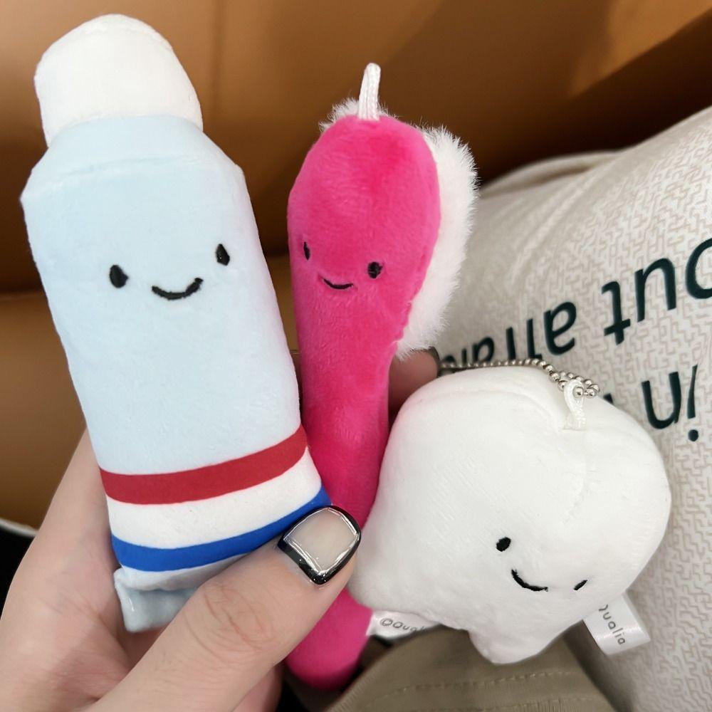 Cartoon Teeth Plush Keychain Plush Stuffed Care for Teeth Pendant Lovely Couple