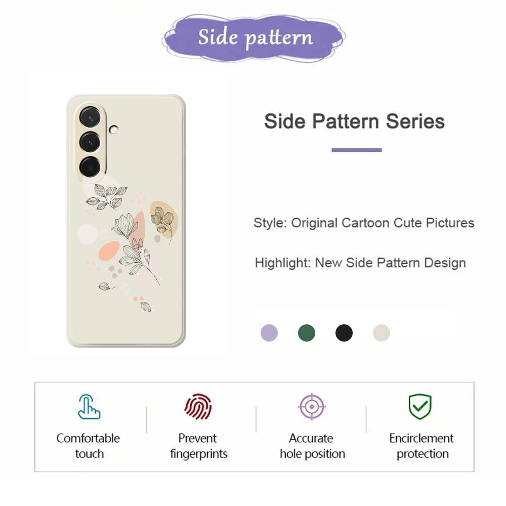 For Samsung Galaxy A36 5G Case Sketch Leaves Pattern Printing Straight Edge TPU Phone Back Cover