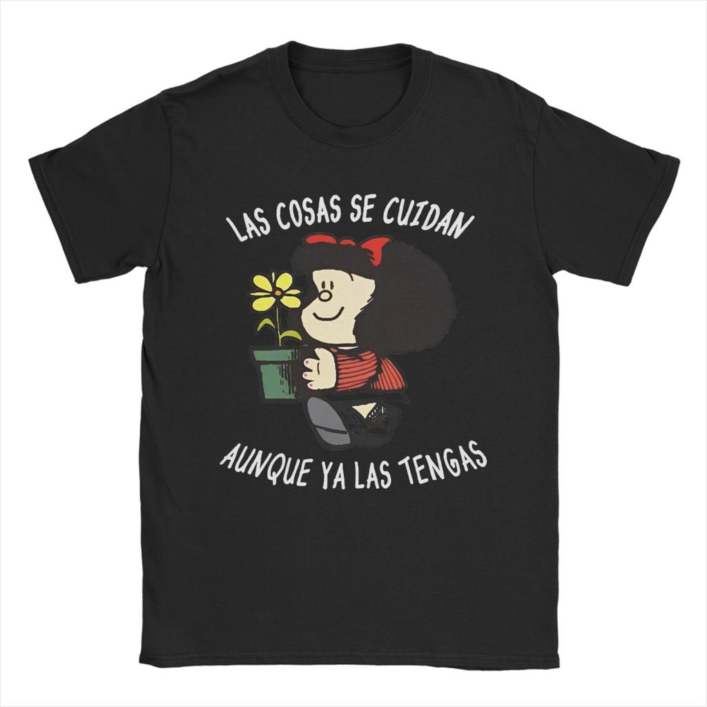 Unisex Unisex Mafalda The World And Her Puppy T Shirts Cotton Tops Novelty Short Sleeve Crew Neck Tees Summer TShirt