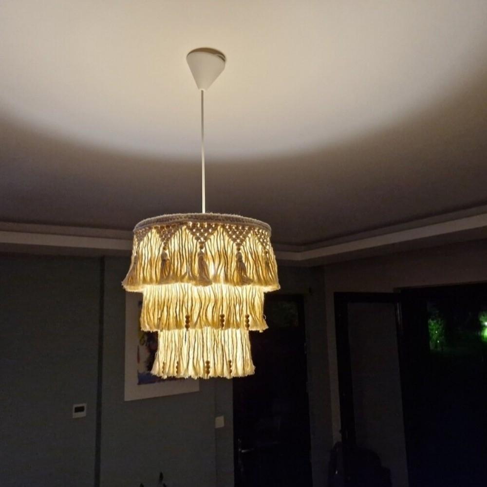 Handwoven Bohemian Tassel Lampshade Hanging Tassel Light Shell Hanging Light Cover Home Decor