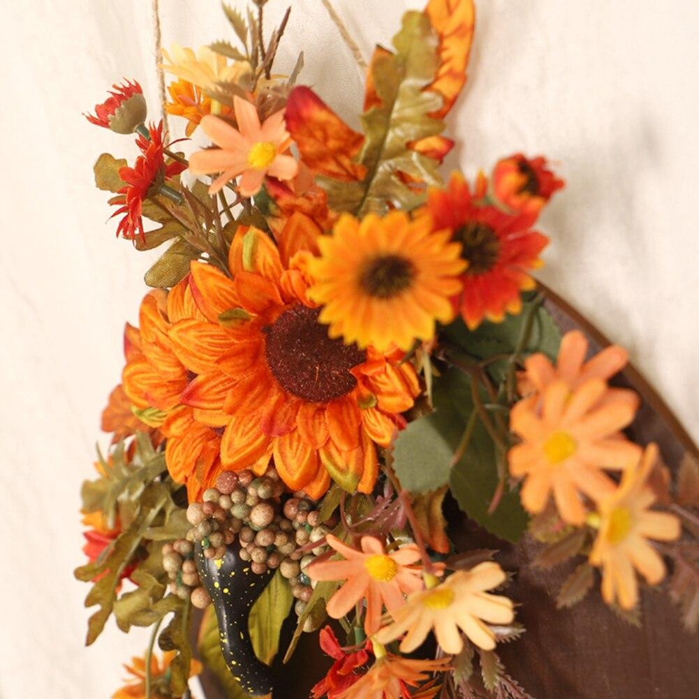 Подвеска на дверь Имитация Осенних Цветов Декор на День Благодарения Подсолнух Хризантема Табличка на дверь Павлин Подсолнух Декор для двери