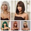 America, Northern Europe and the Middle East are hot-selling Bobo head, Qi bangs wig, full head hairstyle, short women's reddish-brown headgear.