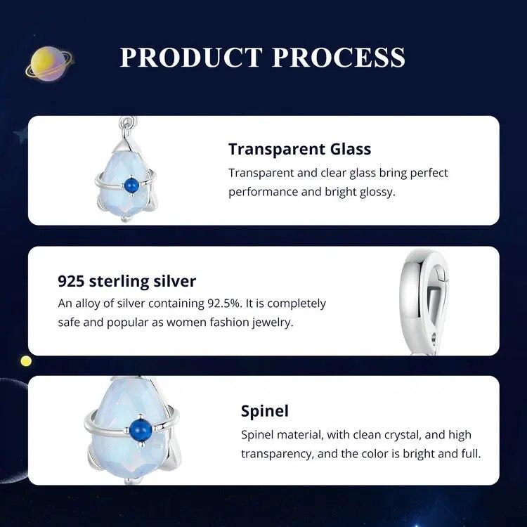 WOSTU 925 Sterling Silver Mini Rocket Planet Pendants Dreamy Spaceship Spacer Beads Fit Original Bracelet DIY Jewelry Gift