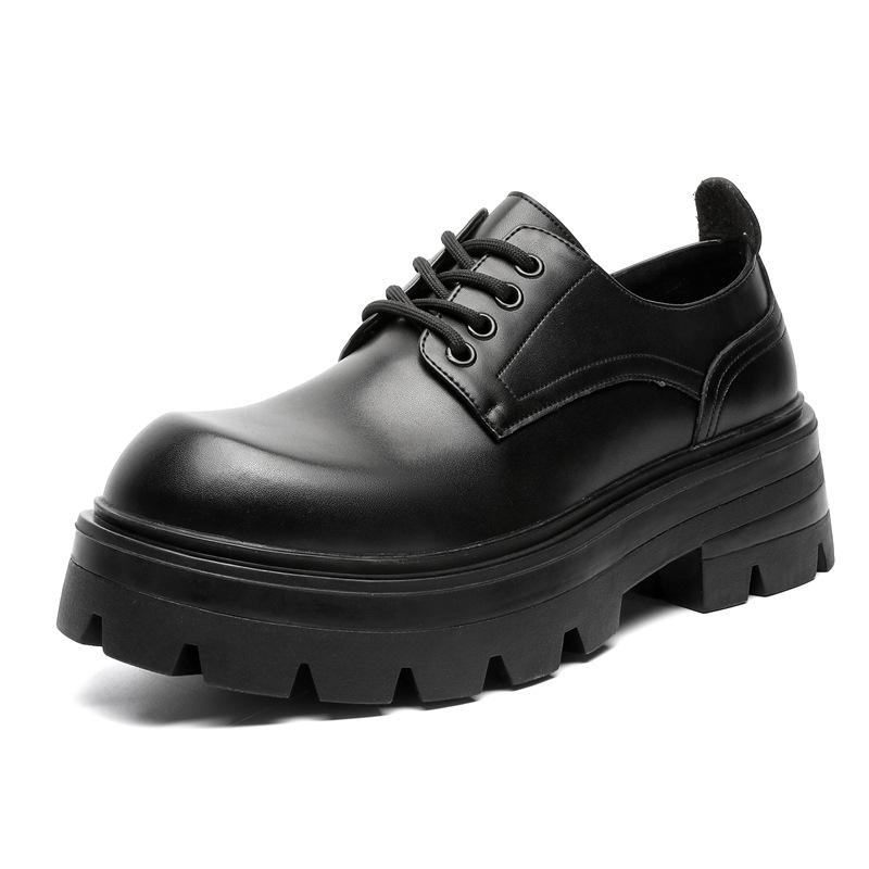 Повседневные кожаные туфли на толстой подошве с низким верхом и круглым носком, деловые туфли дерби, осень-зима, новые кожаные туфли, увеличивающие рост, с низким верхом 5051-J