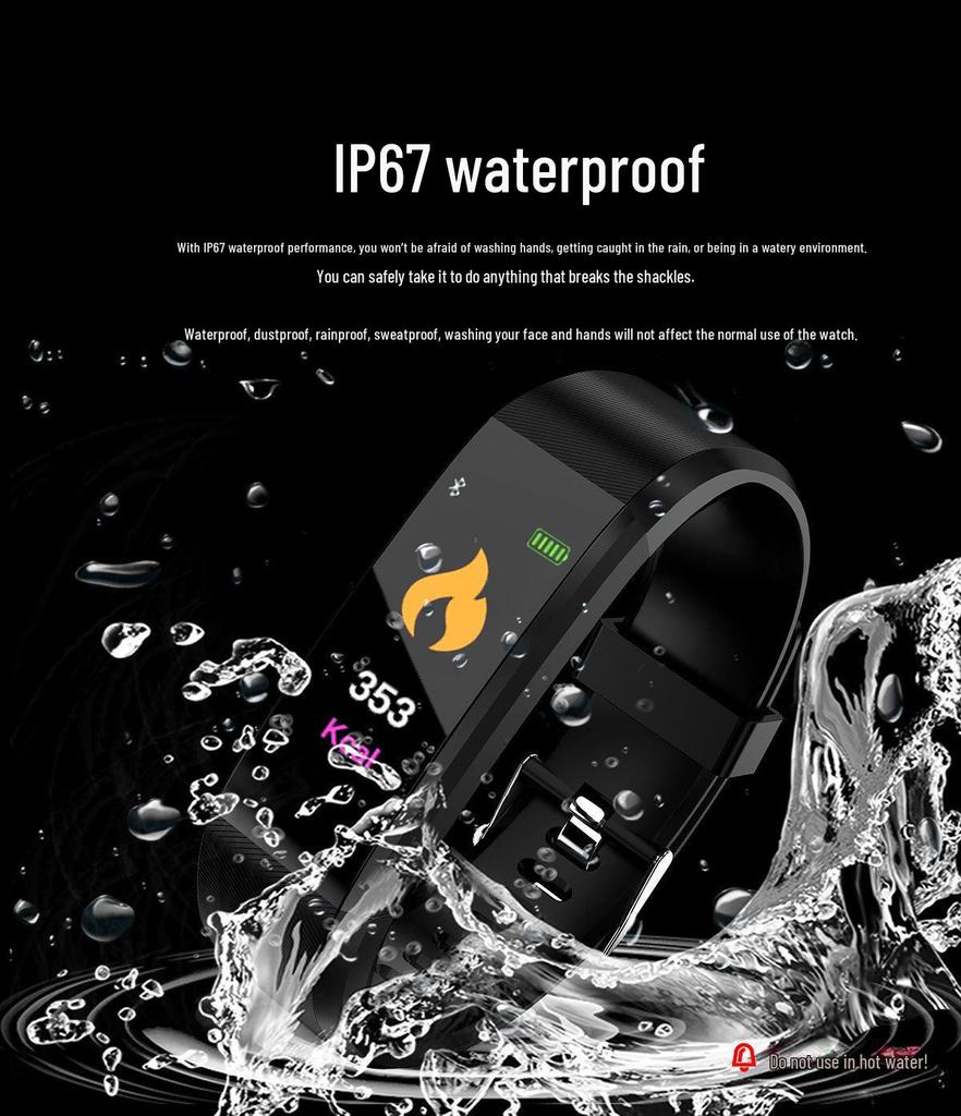 Умный браслет ID115 Plus с цветным экраном: Водонепроницаемый, спортивный, шагомер, синхронизация по Bluetooth, монитор сердечного ритма и артериального давления, идеальный подарок