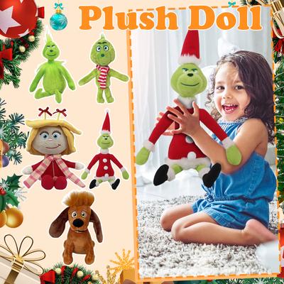 Гринч/ Монстр с зелеными волосами/ Плюшевая кукла, Маленькая кукла, Зеленый джинн/ Собака, Рождественский детский подарок на день рождения