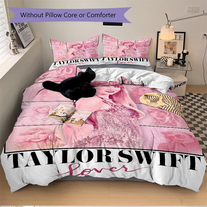 3Pcs Pink Taylor Swift Collage Bedding Sets For All Sizes New 3D Printed Bed Cover Comforter Duvet Cover Pillowcase Bedroom Decoration