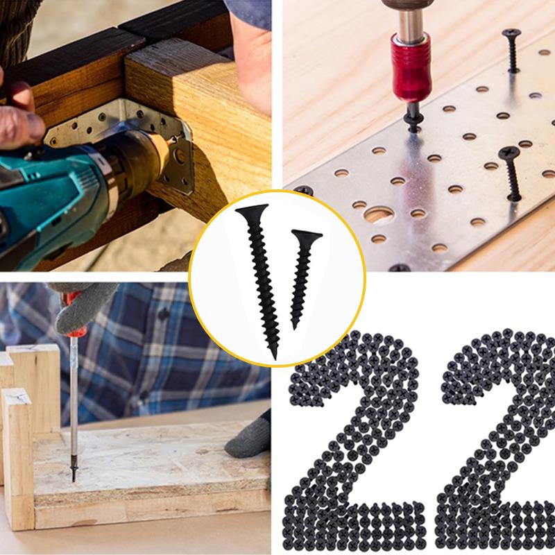 209 шт., набор из черных шурупов по дереву, крестообразный набор шурупов по дереву M4M5