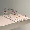 KAMMPT Women's Trendy Metal Eyeglass Frame Trans Lens Glasses Alloy Non-prescription Fake Glasses New Cat Eye Irregular Eyewear