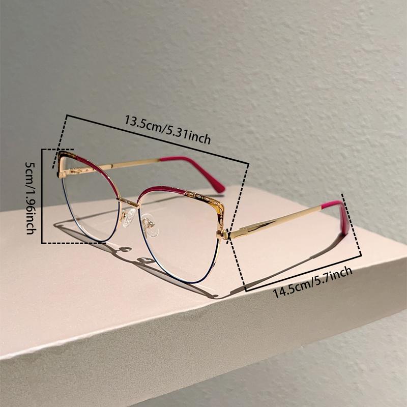 KAMMPT Women's Trendy Metal Eyeglass Frame Trans Lens Glasses Alloy Non-prescription Fake Glasses New Cat Eye Irregular Eyewear