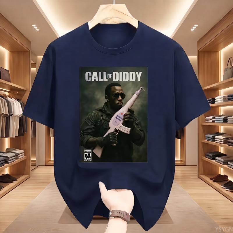 Call of Diddy T-shirt Men Women Parody Video Game Cover Graphic Tee Casual Round Neck Cotton Short Sleeve Tshirt