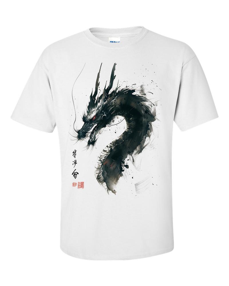 Chinese Dragon TShirt Ink Wash Painting Drawing Ukiyoe TShirt