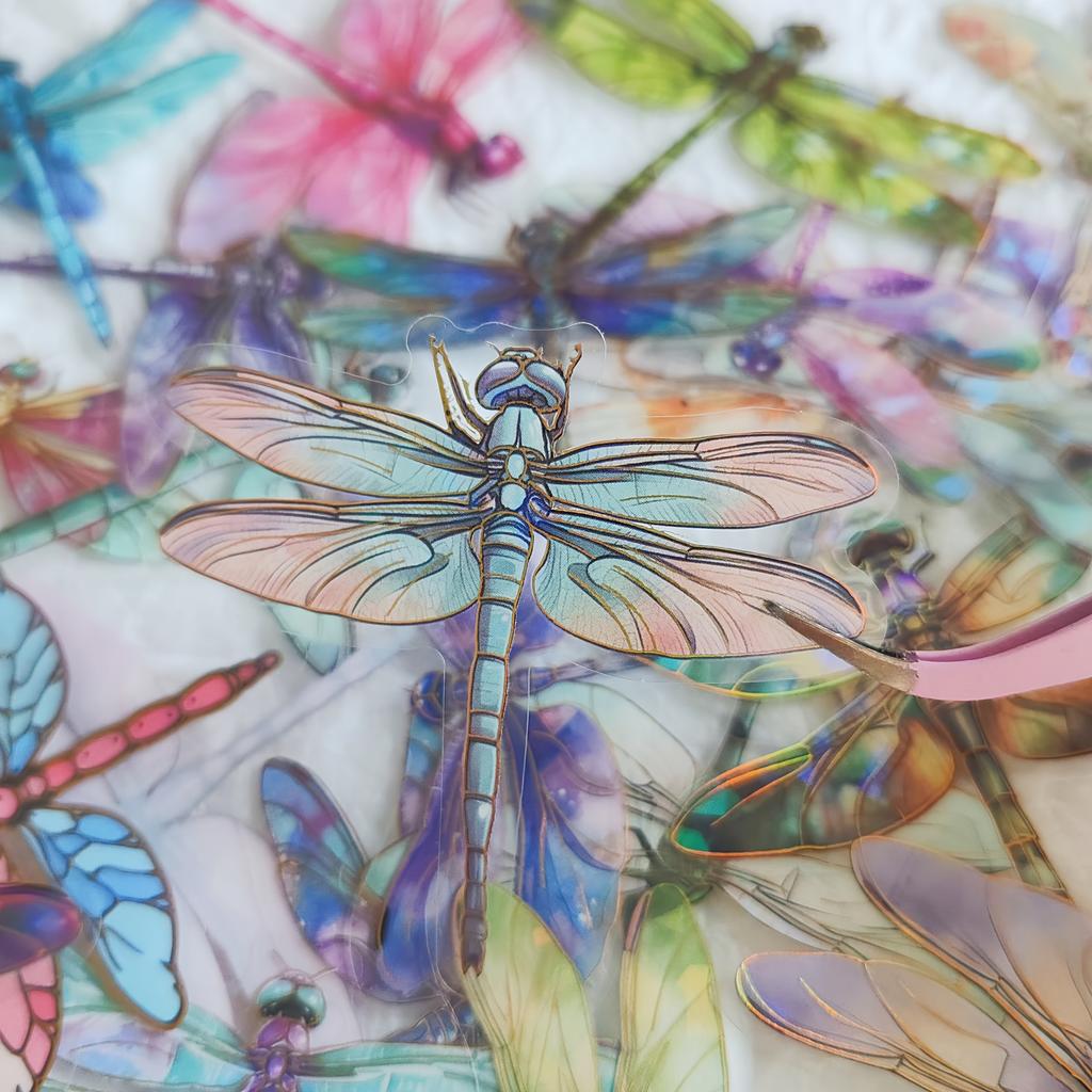 30 шт. Яркие стикеры-граффити с изображением стрекоз, самоклеящиеся, с мерцающим лазерным эффектом, переливающиеся виниловые наклейки для скрапбукинга, ведения дневника и DIY-поделок